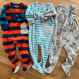 Carters 18mo fleece feet pajamas bundle of 3